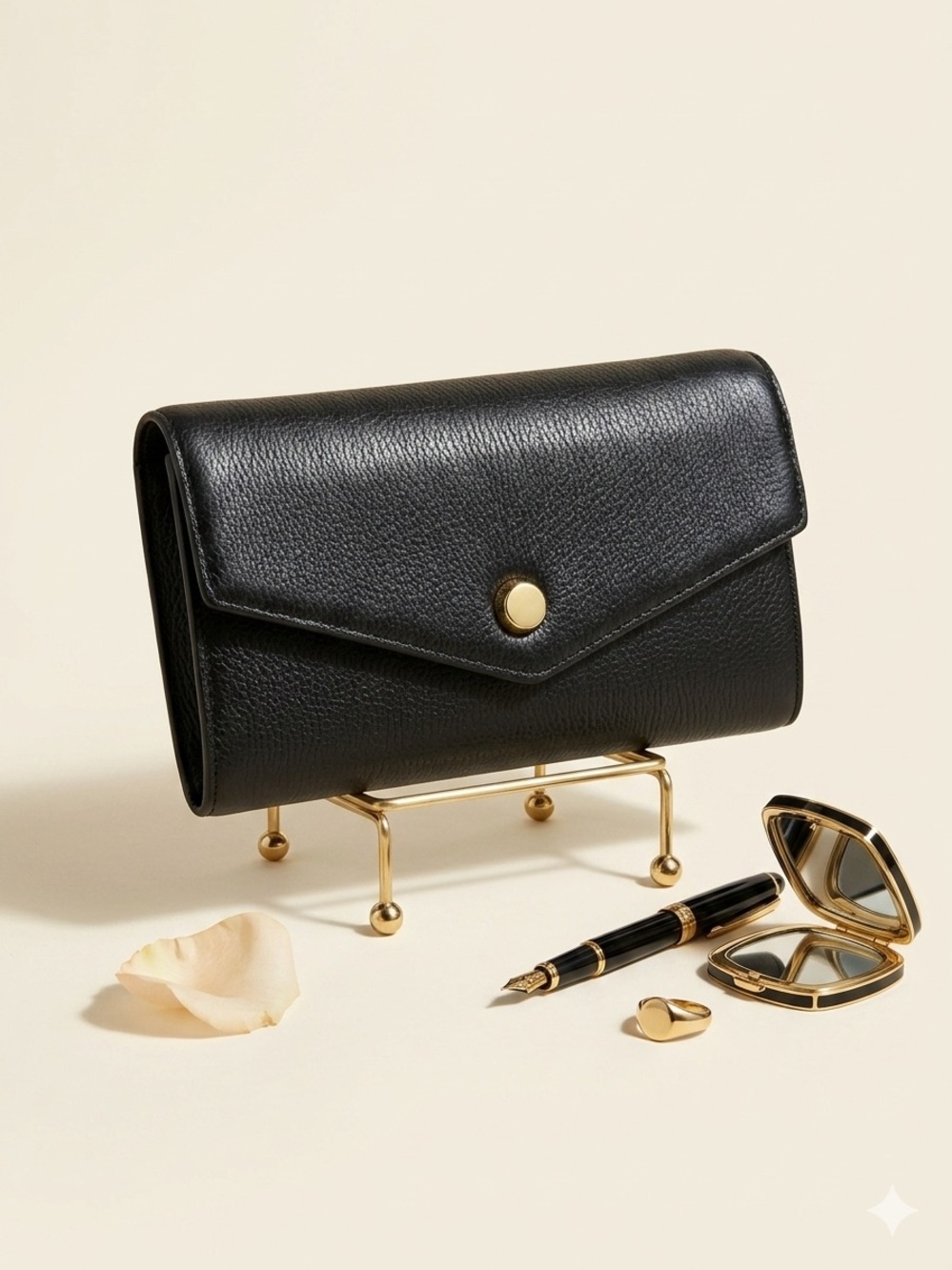 Black Leather Crossbody and Smartphone Wallet
